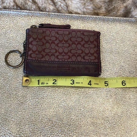 Coach Signature Key Pouch in Burgundy - Picture 4 of 6